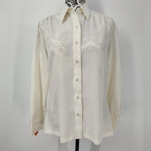 Vintage NWT Adelaar Elegant Cream Button-Up Blouse Womens Size 16